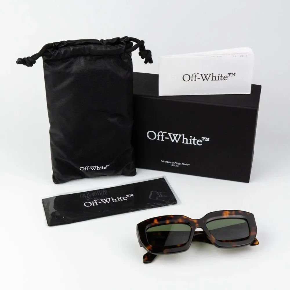 Off-White CHARLOTTE Men Sunglasses Havana Green Rectangle OERI138 CHARLOTTE 6055